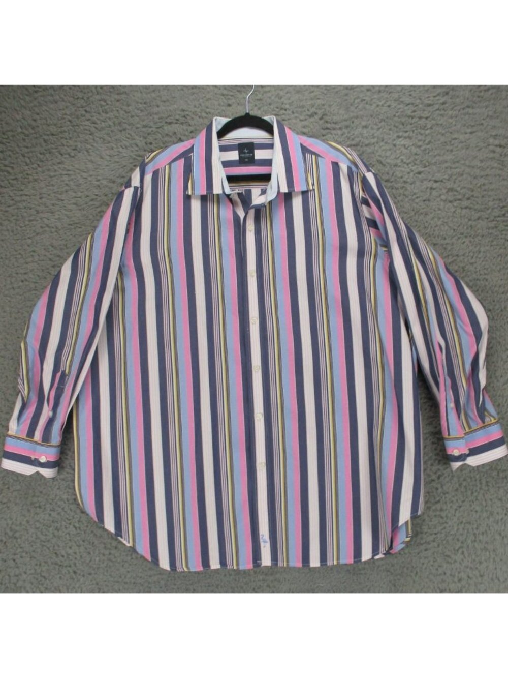 Tailorbyrd Shirt Mens 2XL Pink Blue Striped Cotton Long Sleeve Button Up